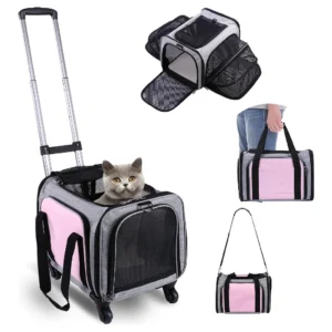 Two-Sided Expandable Rolling Cat Carrier
