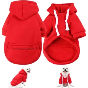 Fashionable Sweatshirt with Zipper Pocket and Drawstring for Small Breed